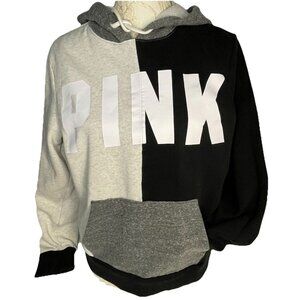 Color Block Women’s sz M Pink Victoria's Secret Black Grey Sweatshirt Hoodie